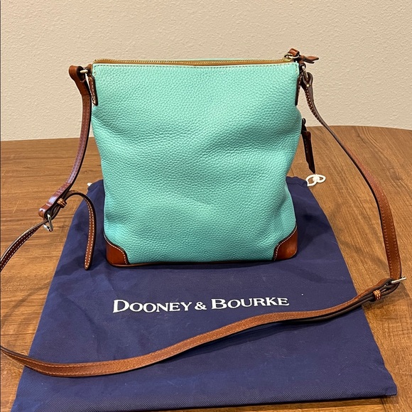 Dooney & Bourke Teal and Brown Crossbody Bag - Picture 2 of 3